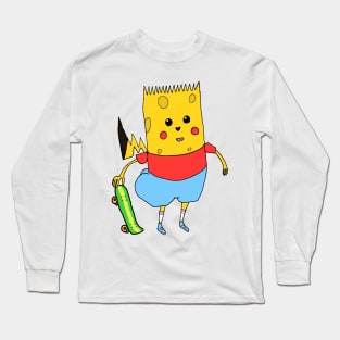 Yellow Cartoon Character - SpongeBart PikaPants Knock Off Brand Parody Boot Long Sleeve T-Shirt